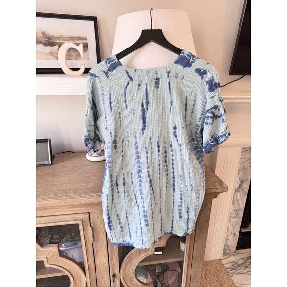 Pure J. Jill Tie Dye Cotton V Neck Pullover Blouse Women’s Size Small Petite - Picture 6 of 8